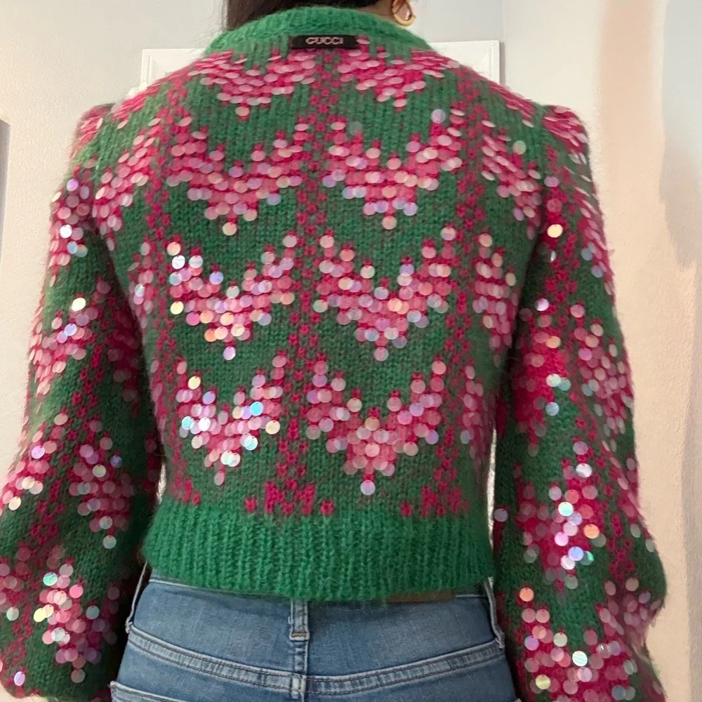Gucci Vibrant Green and Pink Sequin Knit - Picture 3 of 8
